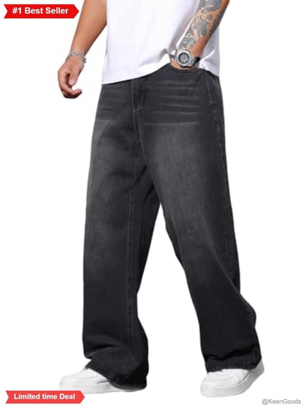 Men's Baggy Wide Leg Jeans Y2K Vintage Skater Denim Pants